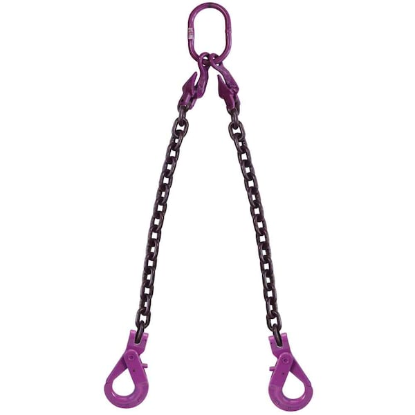 Us Cargo Control 3/8" x 5', Adjustable 2Leg Chain Sling w/ Self-Locking Hooks-Grade100 38G100DOSLA-5 - main
